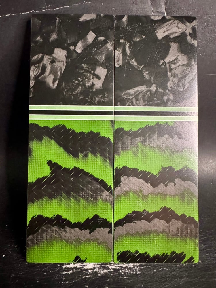 Image of Large Flake Carbon Fiber & Layered Carbon Fiber GLOW Segmented Knife Scales