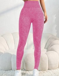 Image 3 of Ribbed Gym Leggings (pink rose) 