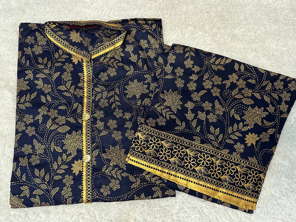 Bin Saeed gold print blue
