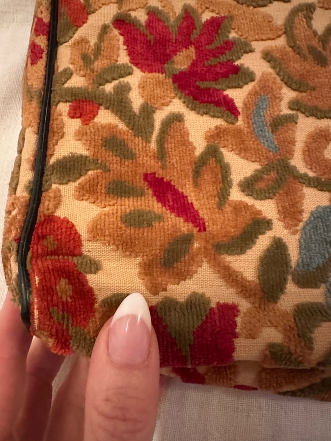 1960s velvet tapestry handbag with heavy chain strap 