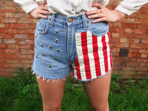 Image of 'Americana' Stars & Stripes high-waisted denim shorts 