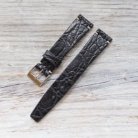 Image 2 of 18mm Two Stitch Crocodile Strap In Black
