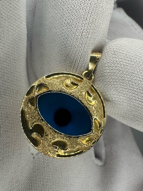 Image of 14K Gold Large Evil Eye Charm Pendant