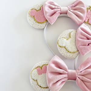 Image of Patch Ears - White Matte with Pink Velvet Bow