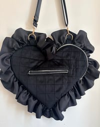 Image 3 of ONE OFF – Black Velvet Quilted Heart Crossbody Bag 🖤 (Sample Sale)