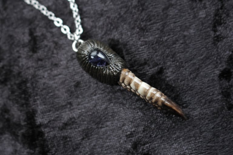 Dead Good Pheasant toe necklace with lolite crystal stone copy Image 7