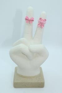 Image 4 of Pink Bow & Bear Ring Set