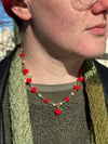 Red & White Apple Necklace w/ Apple Charm