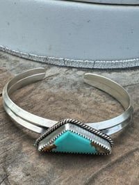 Image 3 of Ride the Sky Sterling Silver w/Kingman Turquoise Triangle Wire Cuff