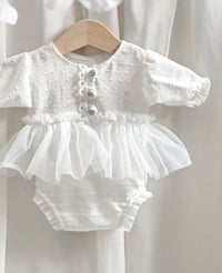 Image 2 of Newborn girls body-dress for photoshoots | Bessie | white