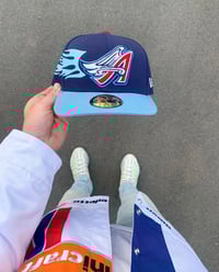 Image 1 of BLUE FLAME LA ANGELS CUSTOM FITTED CAPS