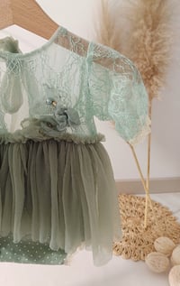 Image 2 of Sitter girls body-dress with flowers | Stella | sage