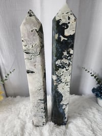 Image 5 of 18.5" XXL Moss Agate Crystal Tower - 2 Styles