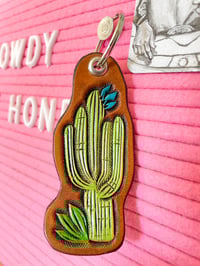 Blue and Green Cactus Keychain 