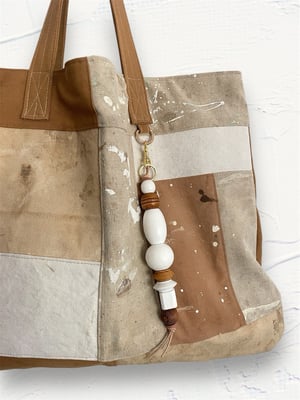 Image of BRANCUSI BAG CHARM / KEYCHAIN : WHITE & WOOD #1