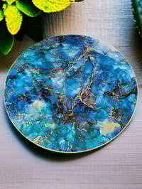 Image 1 of 14" Lazy Susan Turntable Epoxy Resin Art 'The Seven of Cups'