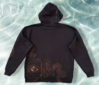Image 2 of “INTO THE DEEP” CUSTOM BLEACH PAINTED ZIP UP HOODIE LARGE