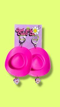 Image 1 of Pink Cowboy Hat Earrings