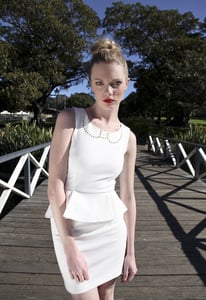 Image of Ivory Ponti Roma Peplum Dress