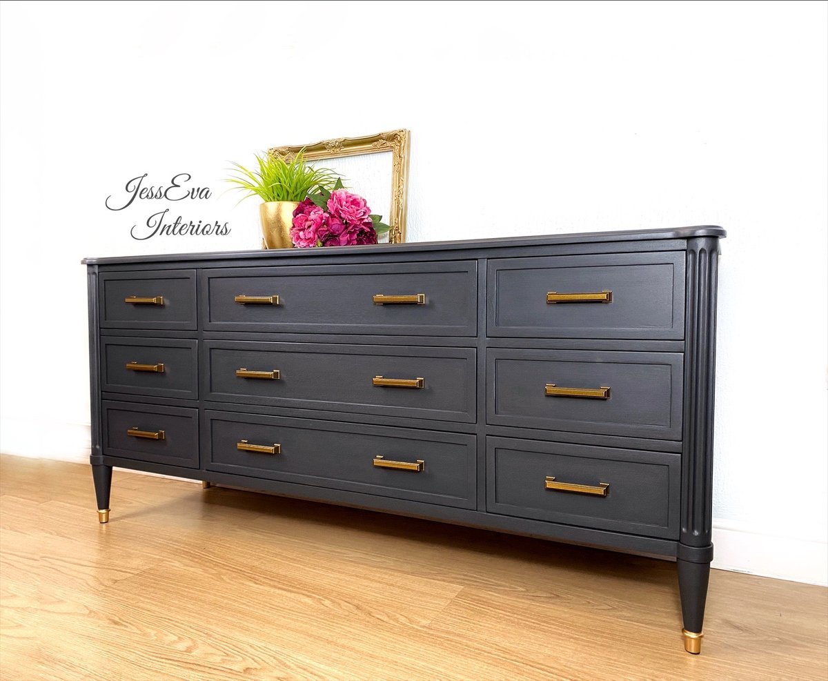 Large Stag Chest Of Drawers / Sideboard in dark grey