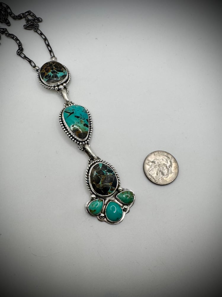 Image of Blackjack & Carico Lake Turquoise Lariat Necklace