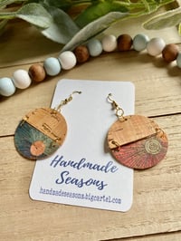 Image 4 of Faux Cork Split Disc Earrings