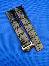 Image 2 of TAG Heuer Grand Carrera Aquaracer 20mm 22mm Black Croc Leather Watch Strap with red stitching
