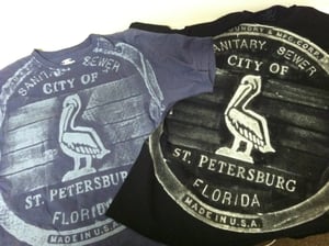 Image of City of St Pete Manhole Cover Relief Print T-Shirt
