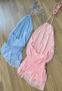 Image 2 of Halterneck backless chiffon playsuit 