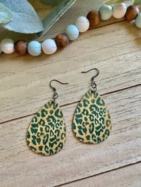 Image 1 of Leopard Wood Earrings 