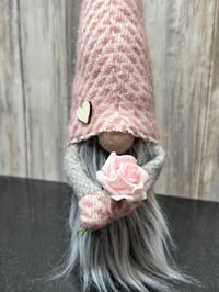 Image 4 of Dusky pink Lambswool Wee Rose Gnome