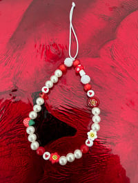 Image 1 of Red , Cream & White mobile phone charm