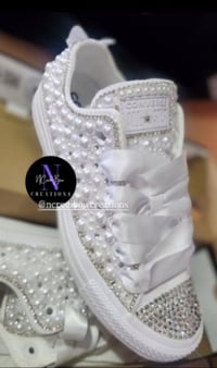 Image 1 of Wedding Pearls/Bling Chucks