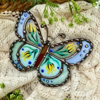 Image 1 of Folk Butterfly- Blue, lilac, yellow & green 