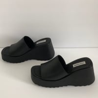 Image 4 of STEVE MADDEN Black Genuine Leather Platform Slide Sandals