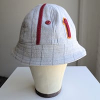 Image 1 of Reworked 6-panel Reversible Bucket Hat 70s Baseball Shirt L 23"