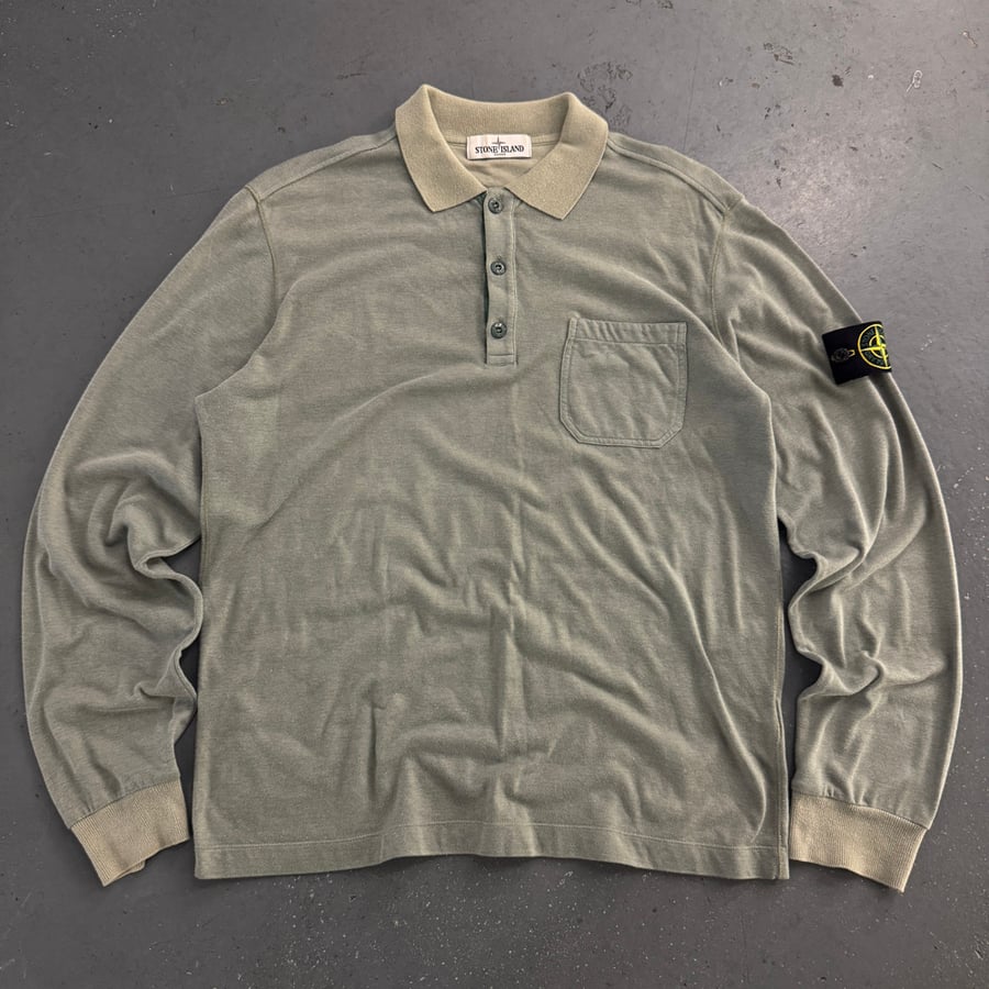 Image of Stone Island Long Sleeve Polo, size large