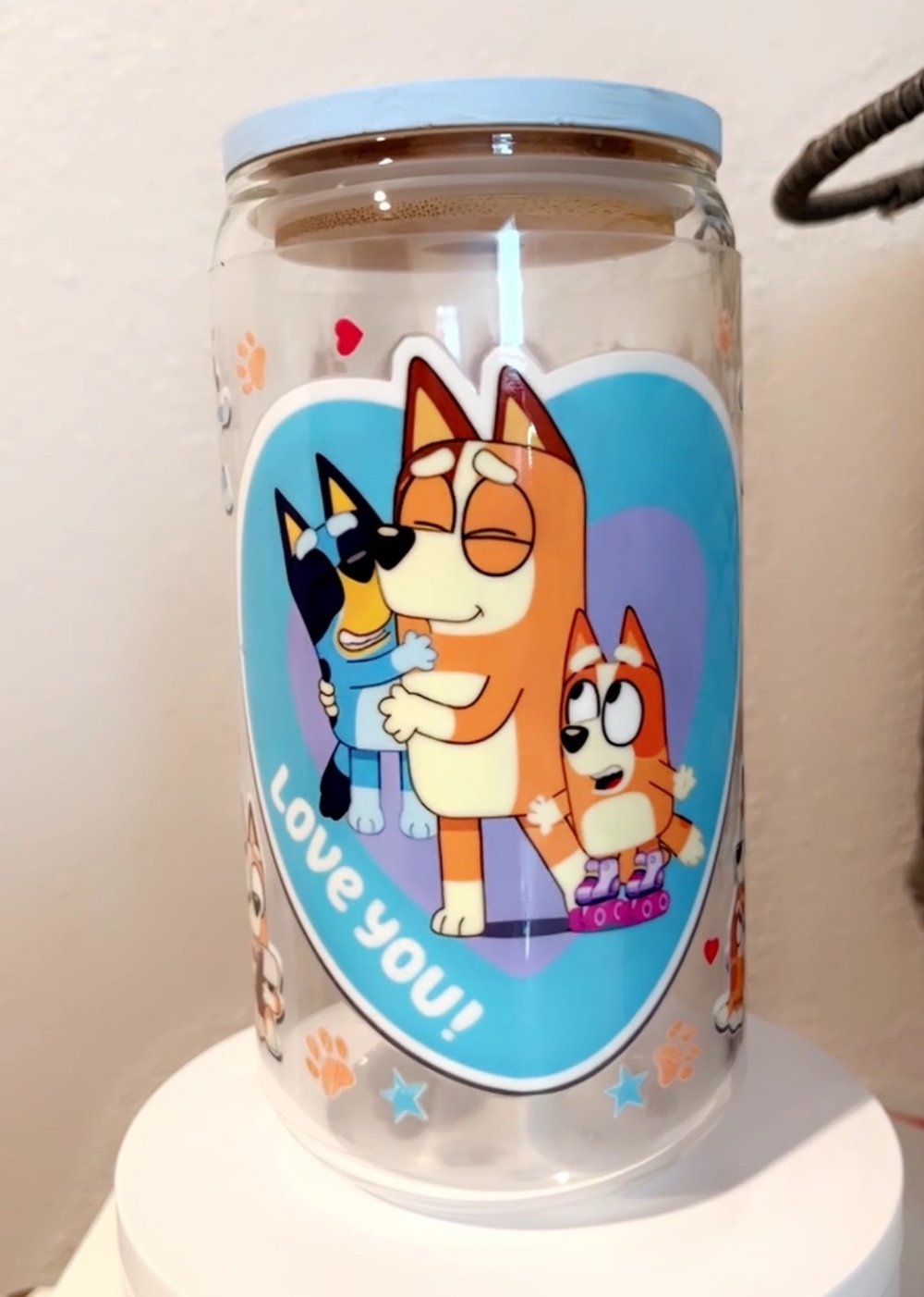 Image of Love mom GLASS+LID+GLASS STRAW