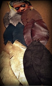 Image of Leather Feather Earrings 