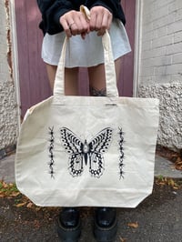 Image 1 of Lovers Butterfly Tote ~ Natural 👁🦋