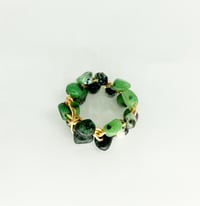Image 3 of Zoisite (Green, Ruby, White & Black) Gemstone Braided PebblesRing
