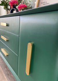 Image 9 of Vintage Retro Lebus sideboard with drawers / tv cabinet painted in dark green