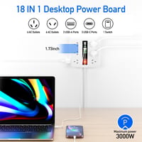 Image 6 of AU Plug Power board with 3 USB-A and 3 Type-C port,12AC Outlets, Surge Protector Power Strip, 2m cab
