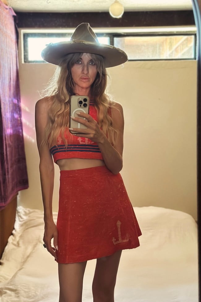 late 60s Italian knit sailor anchor 2 piece skirt set Neiman Marcus