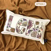 Image 3 of Vintage boho floral personalised cushion 