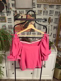 Image 1 of Pink ruffle sleeve top
