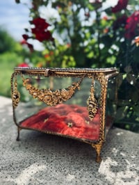 Image 5 of Beau et grand coffre en verre biseauté, velours, miroir, XIXÈME s.