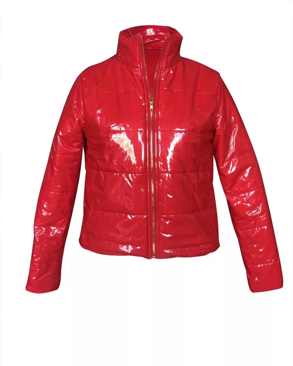 Jazzy Patent Leather Puffer Coat