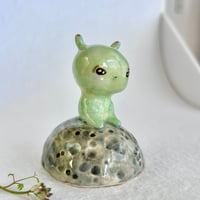 Image 2 of Ceramic Cute Alien on the Moon Art Toy