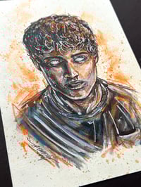 Image 4 of Will the Wise 5x8 Original Color Pencil, Ink And Watercolor Plus Dice and Dice Bag